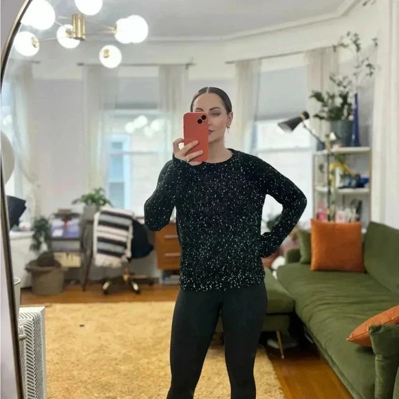 Forever 21 Spotted Black & White Crew Neck Cable Knit Pullover Sweater - Picture 8 of 10